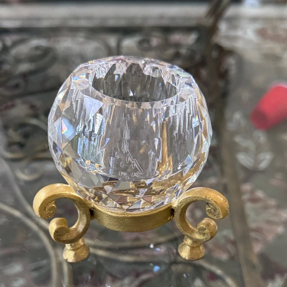 Crystal Votive Holder with Gold Stand